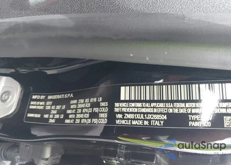 2018 Maserati Levante Granlusso from USA, damaged, VIN ZN661XUL1JX268504